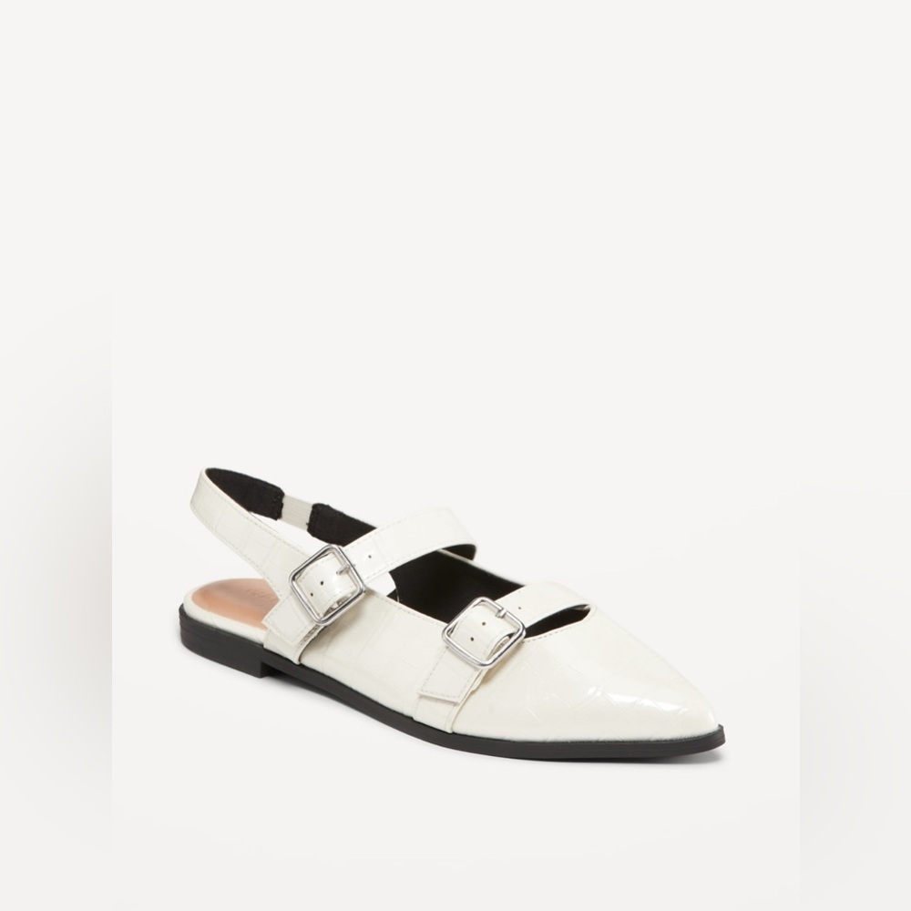 Slingback Mary Jane Flats - White